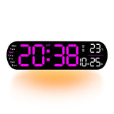 13.7" Large LED Digital Wall Clock - Auto Dimming, Temperature Display, Ideal for Bedroom & V1232-SXJSJ004