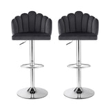 Artiss Bar Stool X2 Kitchen Dining Counter Gaslift Chair Adjustable Velvet Grey BA-B-B08-VEL-GYX2