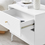 Lisa Wavy Fluted Bedside Table in White V369-601075-WHITE