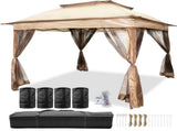 Outdoor Canopy Gazebo Tent, Portable Canopy Shelter with 11'x11' Large Shade Space for Party, V952-ZYP3.3MX3.3MSDZD1V0