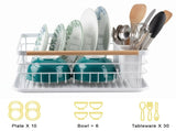 CARLA HOME Dish Drying Rack with Wooden Handles, Removable Cutlery Holder & Drainboard for Kitchen V178-36323
