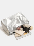 Silver Luminous Silver Nylon Underarm Shoulder Bag - Convertible Crossbody Hobo with Pouch V888-ELOSUNG23673