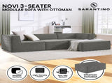 Sarantino Novi 3-Seater Modular Sofa with Ottoman in Grey Non-Slip Bottom Lounge SOFA-MLM-232-GY