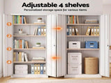 Astiss 180cm Steel Locker Cabinet Mental Storage 4 Adjustable Shelves FC-METAL-180-WH-AB