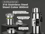 Antibacterial 316 Stainless Steel Vacuum Flask 800ml Tea Infuser & Insulated Bottle for Hot/Cold V1188-MS-306-005