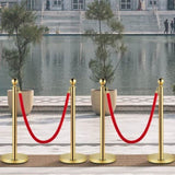 Velvet Ropes and Posts, 5 ft/1.5 m Red Rope, Stainless Steel Gold Stanchion with Ball Top, Red Crowd V952-TDZQTHRSGLZJ4238FV0