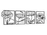 Yezi Metal Wall Art 4Pcs Floral Minimalist Line Decor DECO1032