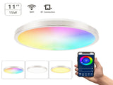 Smart Ceiling Light 11-inch 15W Flush Mount Wi-Fi Ceiling Lamp 2700K-6500K White & RGB Multicolored V1294-YM0901-H40463-11-15