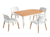 Artiss Dining Table and Chairs Set 5PCS, 75-110cm Drop-Leaf Table, with 4 Dining Chairs White DSET-DTAB-086-WHX4