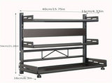 3-Tier Black Stainless Steel Spice Rack Kitchen Condiment Storage Shelf 40x16x54cm LSB-59224