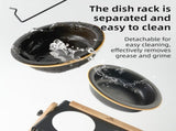 Black Elevated Adjustable Double Ceramic Bowls Pet Diner - Ergonomic 270&deg Tilt Controlled V888-ELOSUNG45815