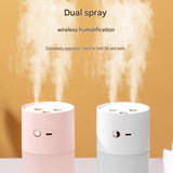 Creative Romantic Home Gift Set - Pink Dual Spray USB Humidifier with Warm LED Night Light and White V888-ELOSUNG53400