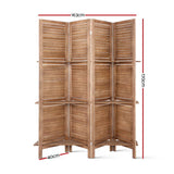 Artiss 4 Panel Room Divider Screen 163x170cm Shelf Oak RD-B-0590-4P-BR