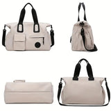 White Large-capacity travel tote bag, lightweight carry-on luggage with shoulder strap, gym bag, V1232-LXSTB002