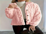 Double-Sided Fleece Coat Turn-Down Collar Button Coat Women'S Winter Outerwear - White - Size XL V1102-M-APP-7968E3-WHIT-XLAUXLEU52