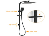Matt Black Square 2in1 Shower 10" Rain Head 3 Modes Handheld Silde Rail Arm Set V1233-C7121SBHS002M4CBSS1001B