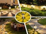 Solar Pathway Lights Outdoor, Stainless Steel Solar Garden Lights, Bright 35LM Warm White LED, Auto V1107-118-31566-BLK-4PACK