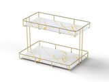 Artiss 2X Bathroom Storage Rack 2 Tier Corner Organiser Gold Marble Look BSR-B-2T-25H-GDX2