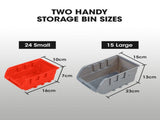 BAUMR-AG 39 Parts Bin Rack Storage System Floor Mount - Red V219-STRBRKBMRAF39R