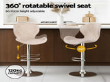 Artiss 2x Bar Stools Kitchen Swivel Gas Lift Counter Chair Wing PE Rattan Beige BA-K-1004-BGX2