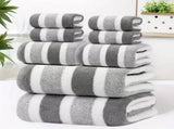 8-Piece Grey Luxury Coral Fleece Towel & Bath Sheet Set - Ultra-Soft High-Density Absorbent Towels V888-ELOSUNG49484