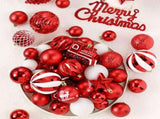 65-Piece Christmas Tree Ornament Set with Painted Balls, Train, Pinecone, Star and Merry Christmas V1341-ZY-H3QLKW2R-SILVER