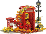 Red London Telephone Box Building Blocks Set for Adults,Ideas Flowers Phone Booth Mailbox and V1259-DP01-I-00071