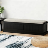 Artiss Storage Ottoman Blanket Box 140cm Fluted Black FUR-S-OTM-RTA-03-PB-BK