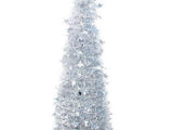 Xmas Tree PVC Star Glitter Festive Foldable Xmas Tree Figurine Decoration for Home Hotel Silver V1294-YM0901-3115240111911