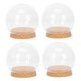 Clear Eternal Flower Glass Cover in Khaki with Cork for Decorative Use 4Pcs V1369-AZ3-W-15687