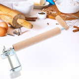 Beige Clip on Wooden Rolling Pin for Easy Dough Rolling and Dumpling Preparation V1369-AZ3-W-20587