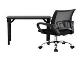 Artiss Computer Desk Mesh Office Chair Set Foldable Home Study Table Black MET-DESK-FD-80-2004-BK