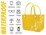 Waterproof Hexagon Mesh Beach Bag Large Capacity Travel Storage Tote for Swimwear Towel Sunglasses V1258-BAG-HS04-L-YEL