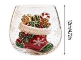 Clear Glass Christmas Stocking Pattern Tumbler Festive Holiday Drinking Cup For Coffee Hot Cocoa V1369-AZ3-W-14844