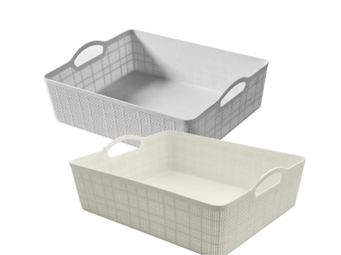 bulk 18 Rect Storage Basket w Handle 2 Asst 34cm V637-PLA31355
