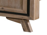 4 Pieces Bedroom Suite Queen Size Silver Brush in Acacia Wood Construction Bed, Bedside Table & V43-BDS-SSH-4PC-DRS-Q