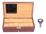 Jewelry Storage Box Double Layer PU Leather Necklace Watches Organizer Container with Key V1294-YM0901-3117210140711