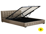 Levede Fabric Bed Frame Double Gas Lift Double Beige BF1008-D-BG