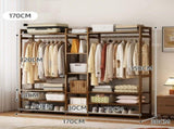 Bamboo Clothes Rack Garment Closet Storage Organizer Hanging Rail Shelf Dress room 170cm V255-QBYMJ-170