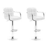 Artiss 2x Bar Stools Leather Gas Lift w/Armrest White BA-K-1055A-WHX2