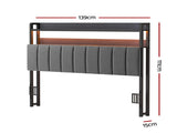 Artiss Double Headboard Charging Station Storage LED Light Grey Upholstered BED-HEAD-ZAK-D-BK