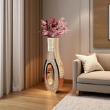 30-Inch Tall Double Sided Crushed Diamond Floor Vase Large Mirrored Silver Crystal Dcor V767-HP-ZZ1872