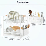 CARLA HOME 2-Tier Large Dish Drying Rack with Drainboard, Utensil Holder, Glass Hooks & Cutlery LSB-36212