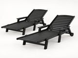 Gardeon 2PCS Sun Lounge Lounger Beach Chair HDPE Patio Outdoor Furniture with Wheels Black FF-LOUNGE-HE-BKX2