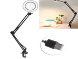 LED 5X Magnifying Lamp with Clamp USB Dimmable Desk Magnifier Light for Reading Embroidery V1294-YM0901-3119200149311