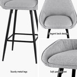 Artiss 4x Bar Stools Upholstered Stool Counter Seat Kitchen Dining Chairs BA-TW-8089-GYX4