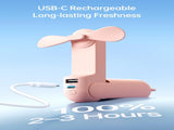 Handheld Mini Fan , 3-in-1 USB Rechargeable Portable Fan with Power Bank & Flashlight, Pocket V1107-HANDHELD MINI FAN (PINK)