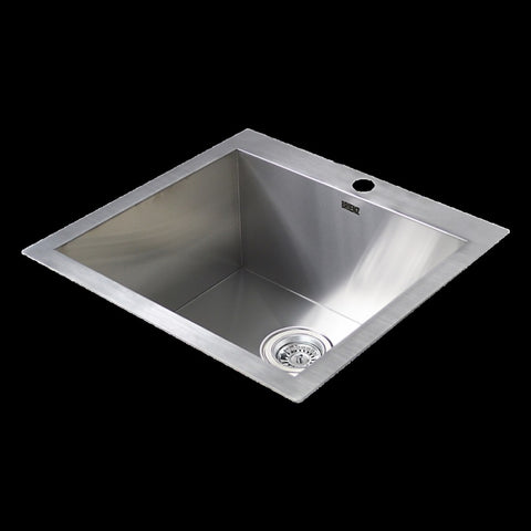 530x505mm Handmade Stainless Steel Topmount Kitchen Laundry Sink with Waste V63-798957