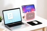 Mini Karaoke Machine Toys Gifts Portable MP3 Player with 2 Wireless Microphone - Pink V1263-JX-6300-3