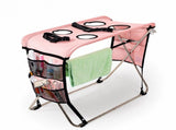 Portable Foldable Pet Grooming Table with Adjustable Restraint Loops Ideal for Bathing, Drying, V1341-ZY-7M3DFUB8-PINK